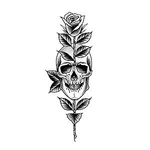 Caveira Inteira com Rosa